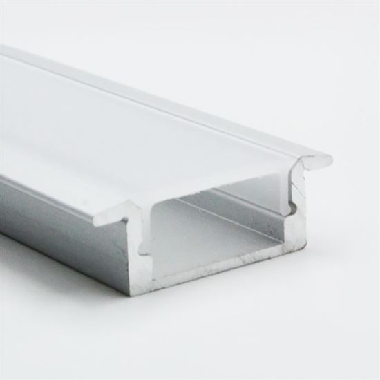 Solight aluminum profile with side bars for LED strips, 22x17x8mm, milky diffuser, 1m