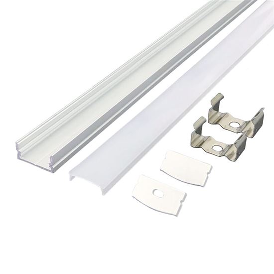 Solight aluminum profile with side bars for LED strips, 22x17x8mm, milky diffuser, 1m