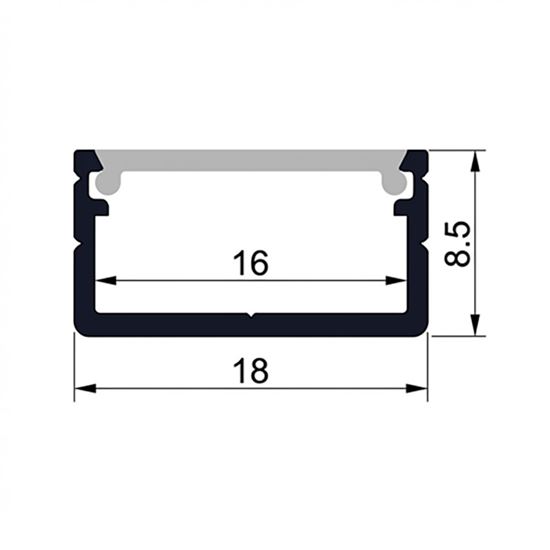 Solight aluminium profile for LED strips 2, 18x9mm, milky diffuser, 1m