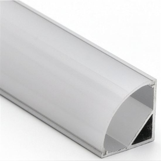 Solight aluminium profile for LED strips, corner, 16x16mm, milky diffuser, 1m