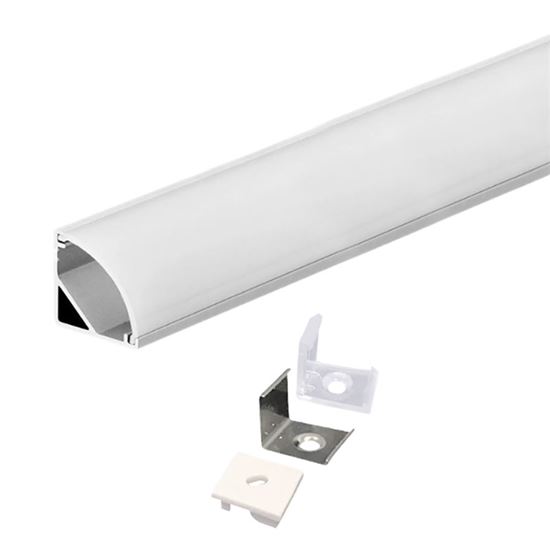 Solight aluminium profile for LED strips, corner, 16x16mm, milky diffuser, 1m