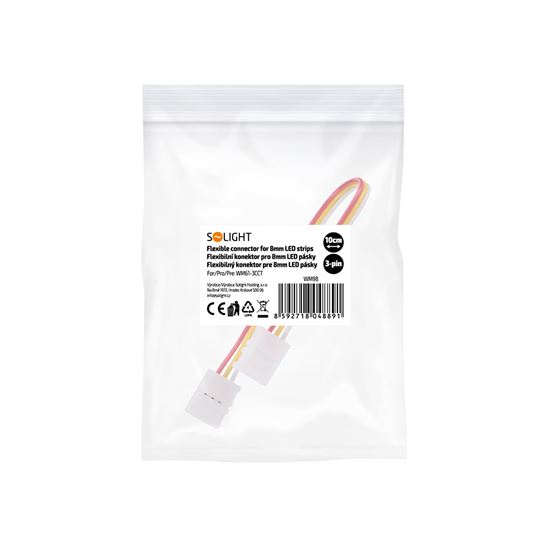 Solight long flexible connector for 8mm LED strips, 3-pin, 10cm