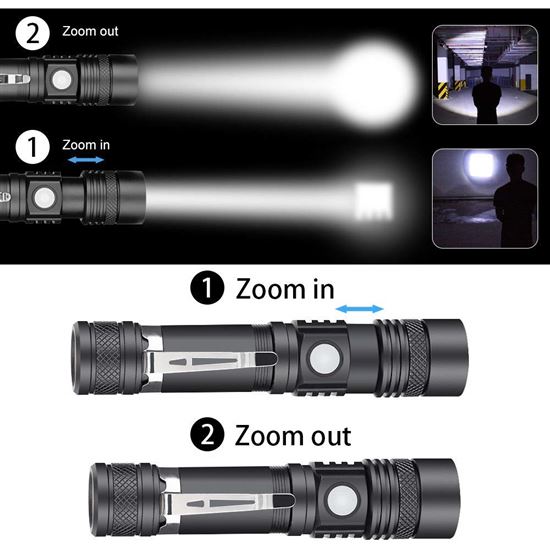 Solight LED nabíjecí svítilna s cyklo držákem, 400lm, zoom, Li-Ion