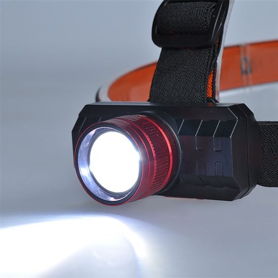 Solight LED čelová nabíjecí svítilna, 3W,150lm, zoom, Li-Ion