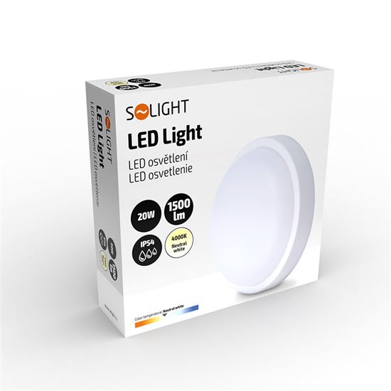 Solight LED venkovní osvětlení kulaté, 20W, 1500lm, 4000K, IP54, 20cm