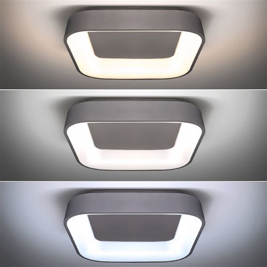 Solight LED stropní světlo čtvercové Treviso, 48W, 2880lm, stmívatelné, dálkové ovládání, šedá