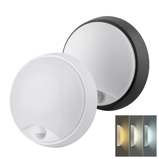 Solight LED outdoor light with PIR and adjustable CCT, 18W, 1350lm, 22cm, 2in1 - white and black cover