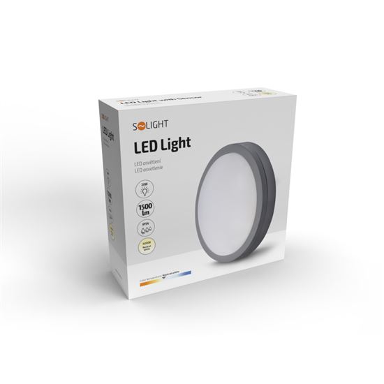 Solight Siena LED outdoor light, grey, 20W, 1500lm, 4000K, IP54, 23cm