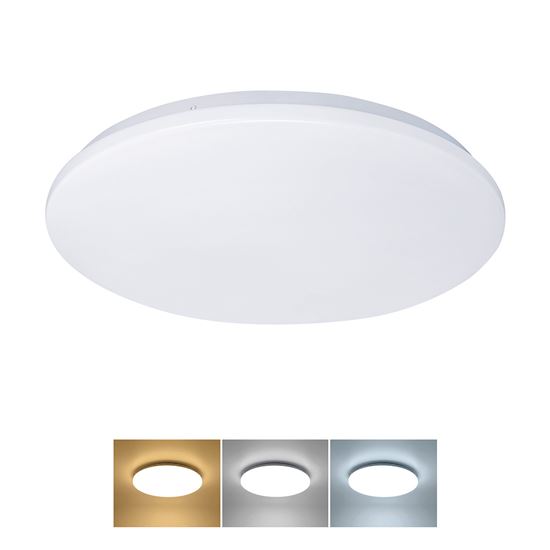 Solight LED ceiling light Plain, 3CCT, 24W, 1920lm, IP44, round, 38cm