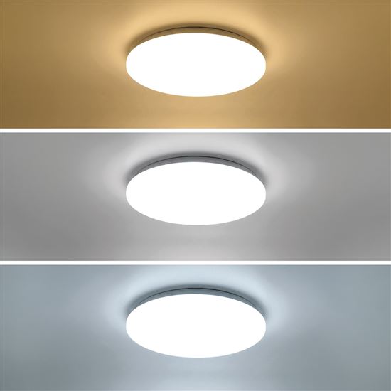 Solight LED ceiling light Plain, 3CCT, 24W, 1920lm, IP44, round, 38cm