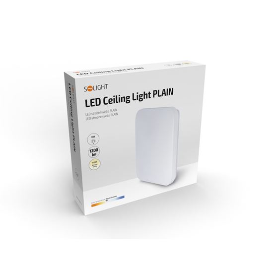 Solight LED stropní světlo Plain, 15W, 1200lm, 4000K, čtvercové, 28cm