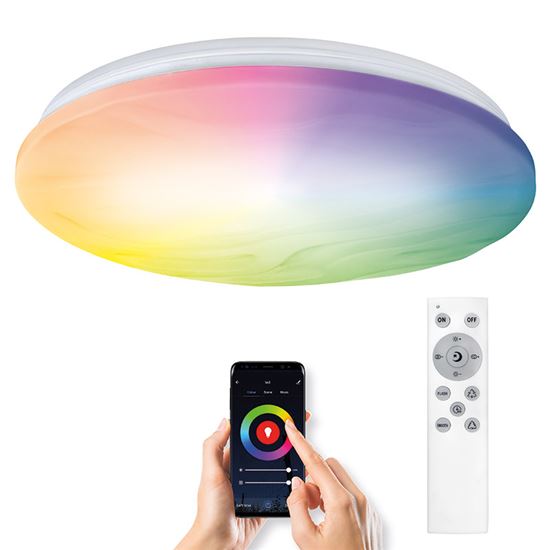 Solight LED smart ceiling light Wave, 30W, 2300lm, wifi, RGB + CCT, remote  control