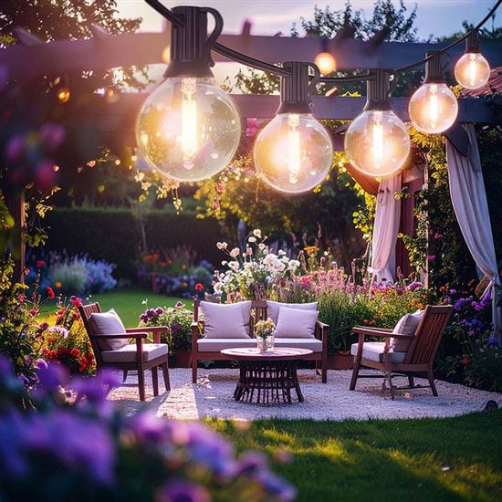 Solight LED outdoor chain with bulbs, 10 bulbs, 5m + 3m, 500lm, warm white