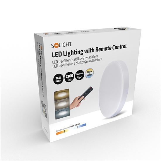 Solight LED osvětlení s dálkový ovladačem, 36W, 2160lm, 30cm, změna chromatičnosti, stmívatelné, bílá