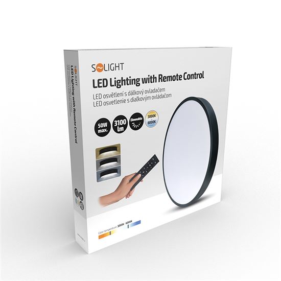 Solight LED osvětlení s dálkový ovladačem, 50W, 3100lm, 40cm, změna chromatičnosti, stmívatelné, černá