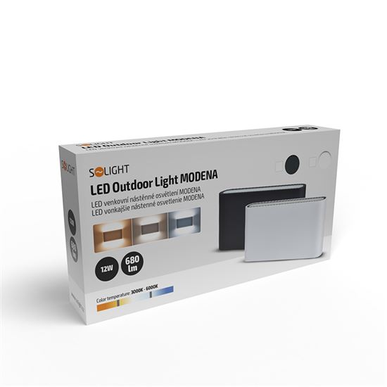Solight LED outdoor wall lighting Modena, 12W, 680lm, 120°, white