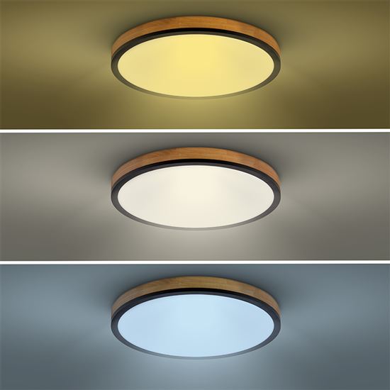Solight LED stropní osvětlení s dálkovým ovládáním, 40W, 3300lm, kulaté, dřevo, 45cm