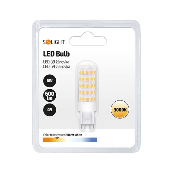Solight LED žárovka G9, 6,0W, 3000K, 600lm