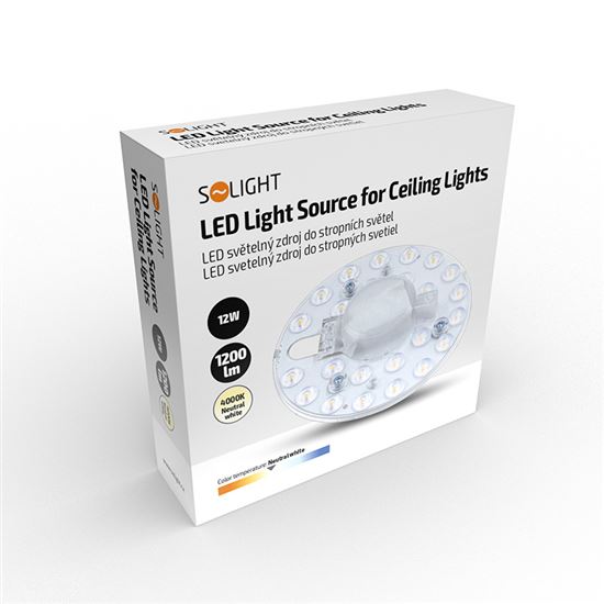 Solight LED světelný zdroj do stropních světel, 12W, 1200lm, 4000K, 130mm