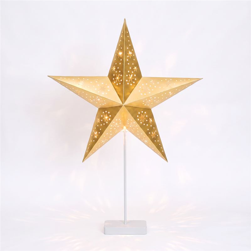 Solight LED Christmas star table lamp, 10x LED, 3x AA, gold
