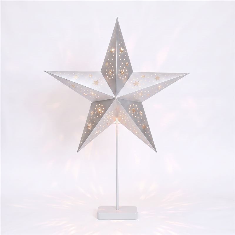 Solight LED Christmas star table lamp, 10x LED, 3x AA, silver
