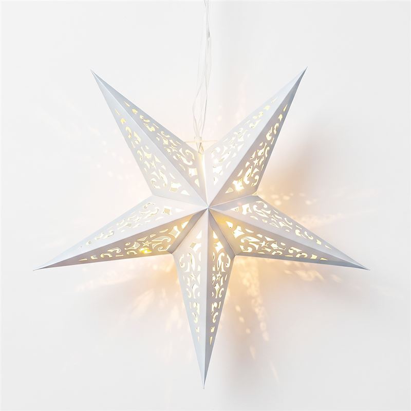 Solight LED vánoční hvězda, závěsná, časovač, 40cm, 15x LED, 2x AA