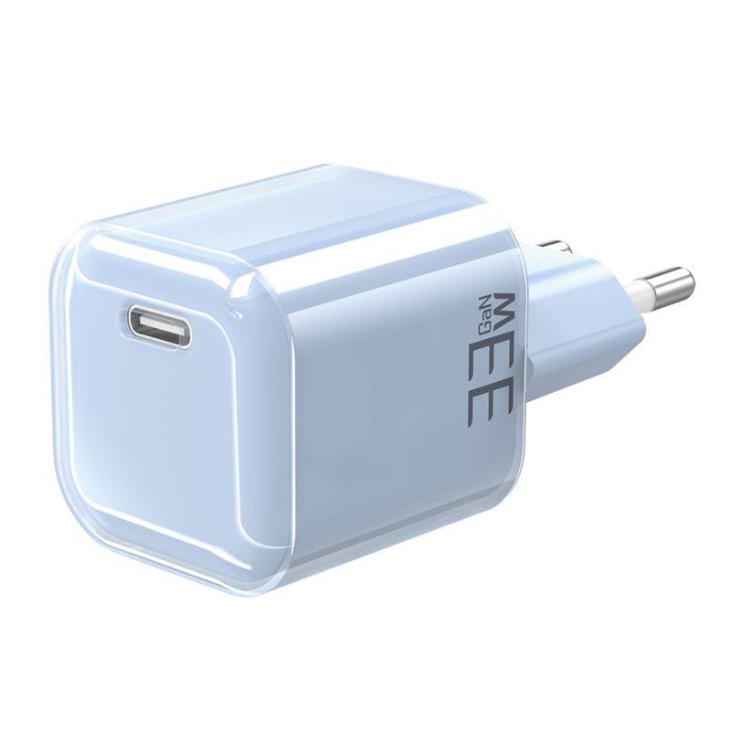 Solight 33W GaN fast charge USB-C adaptér, modrý