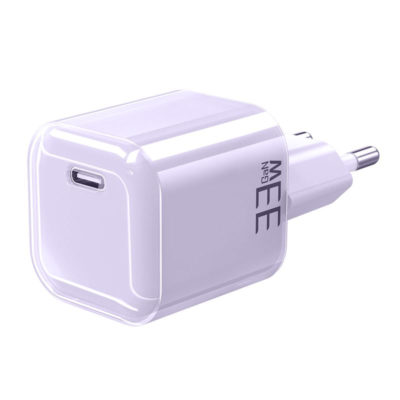 Solight 33W GaN fast charge USB-C adaptér, fialový