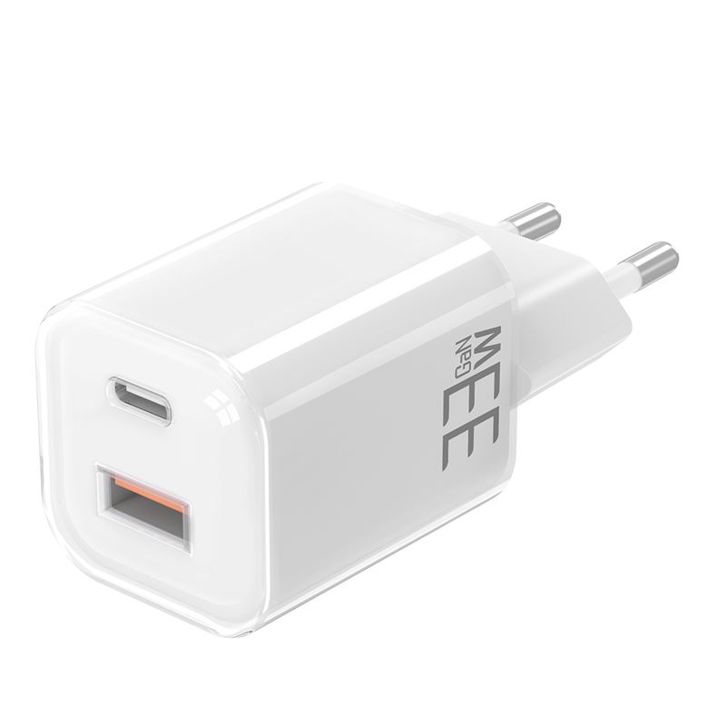 Solight 33W GaN fast charge USB-A + USB-C adaptér, bílý