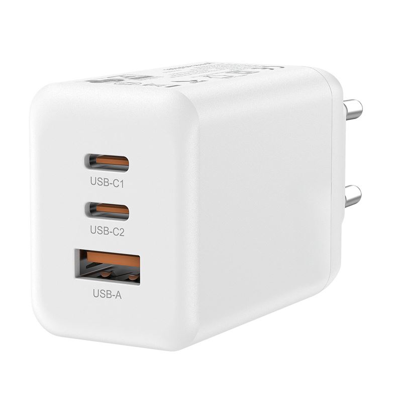 Solight 65W GaN fast charge USB-A + 2x USB-C adaptér