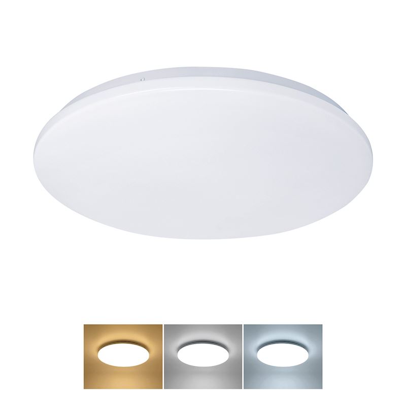 Solight LED ceiling light Plain, 3CCT, 24W, 1920lm, IP44, round, 38cm