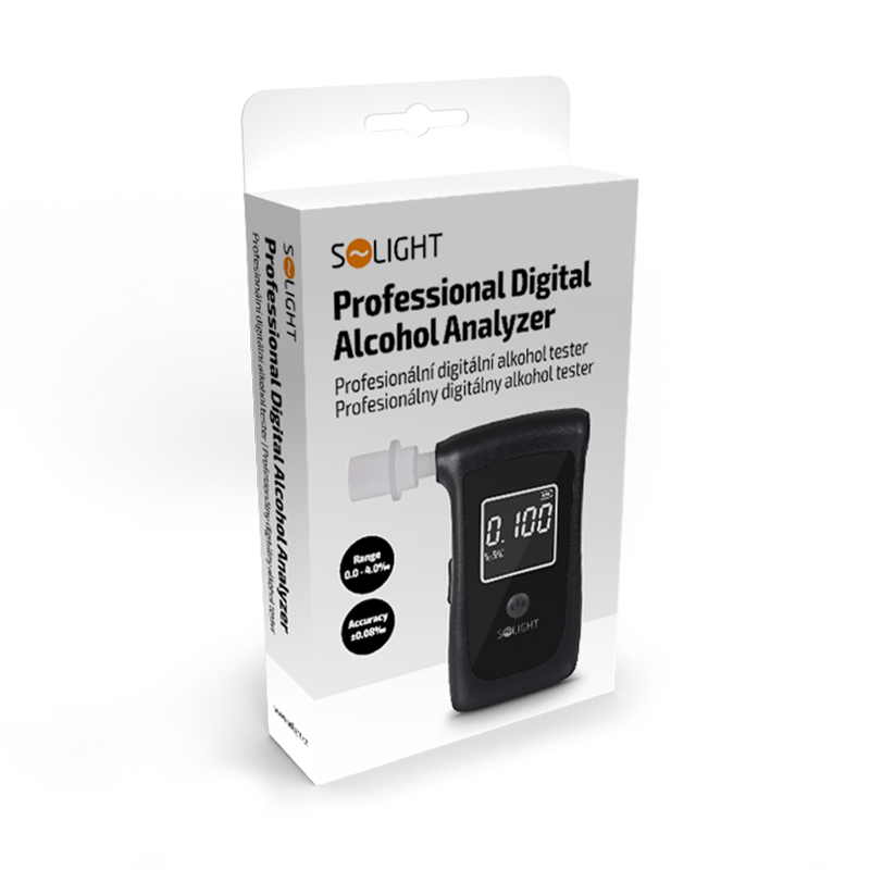 Solight alkohol tester, profesionální Fuel Cell, 0,0 - 4,0‰ BAC, citlivost 0,08‰ 1T06
