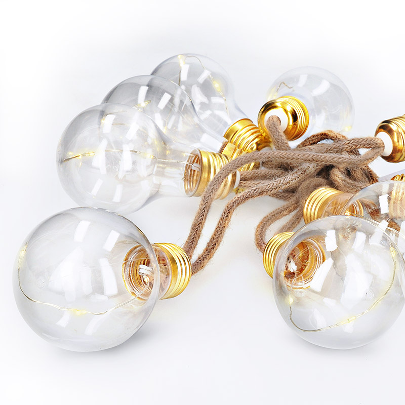 Solight LED dekorativní žárovky na přírodním provazu, 10x žárovka, 30LED, 180cm,
