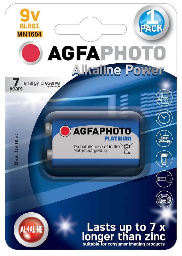 AgfaPhoto Power alkalická baterie 9V, blistr 1ks