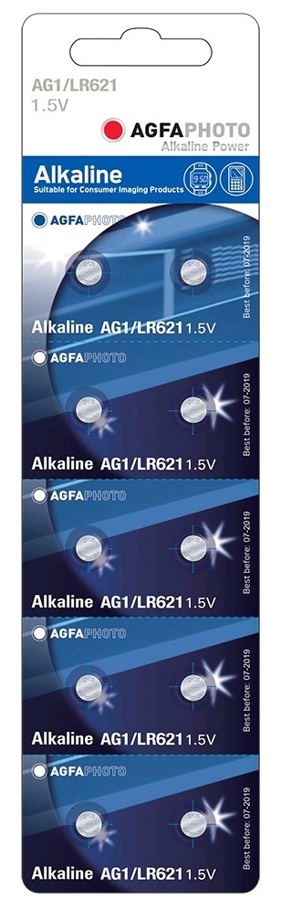 AgfaPhoto knoflíková alkalická baterie LR60-LR621-AG1-364, blistr 10ks