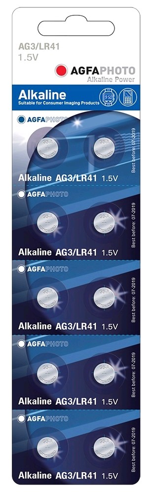 AgfaPhoto knoflíková alkalická baterie LR41-LR736-AG3-384-392, blistr 10ks