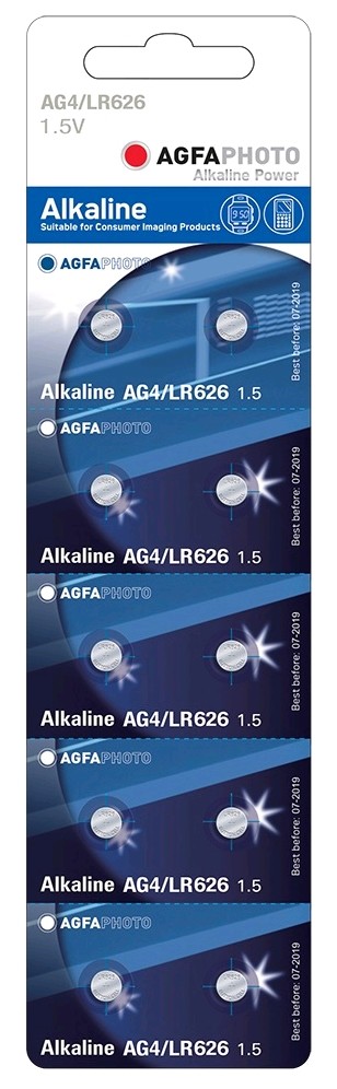AgfaPhoto knoflíková alkalická baterie LR66-LR626-AG4-376-377, blistr 10ks