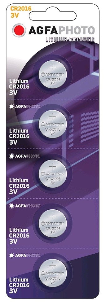 AgfaPhoto knoflíková lithiová baterie CR2016, blistr 5ks