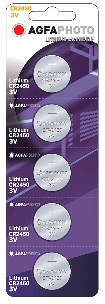 AgfaPhoto knoflíková lithiová baterie CR2450, blistr 5ks