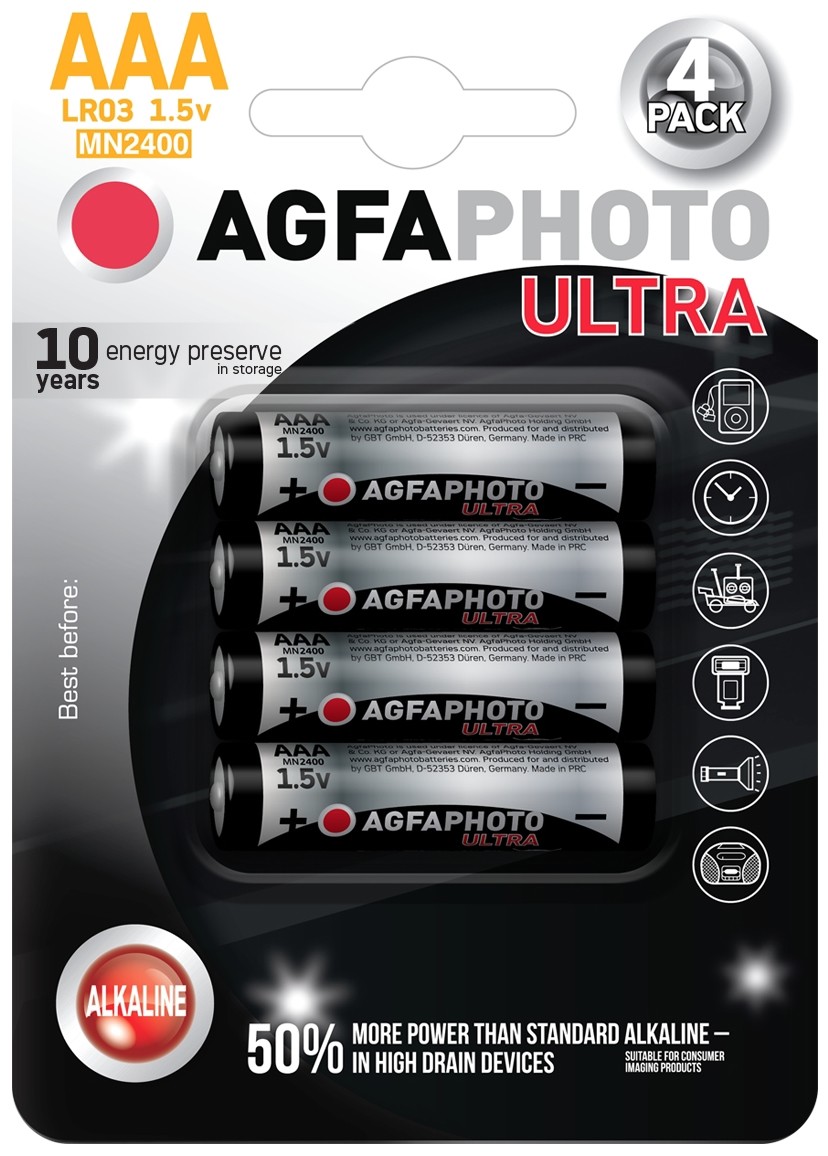 AgfaPhoto Ultra alkalická baterie LR03/AAA, 4ks