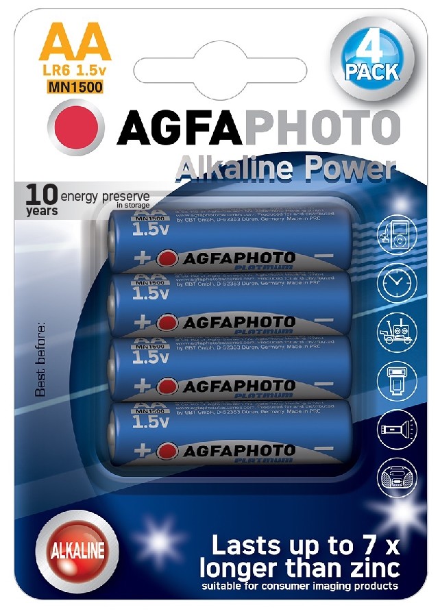 AgfaPhoto Power alkalická baterie LR06/AA, blistr 4ks