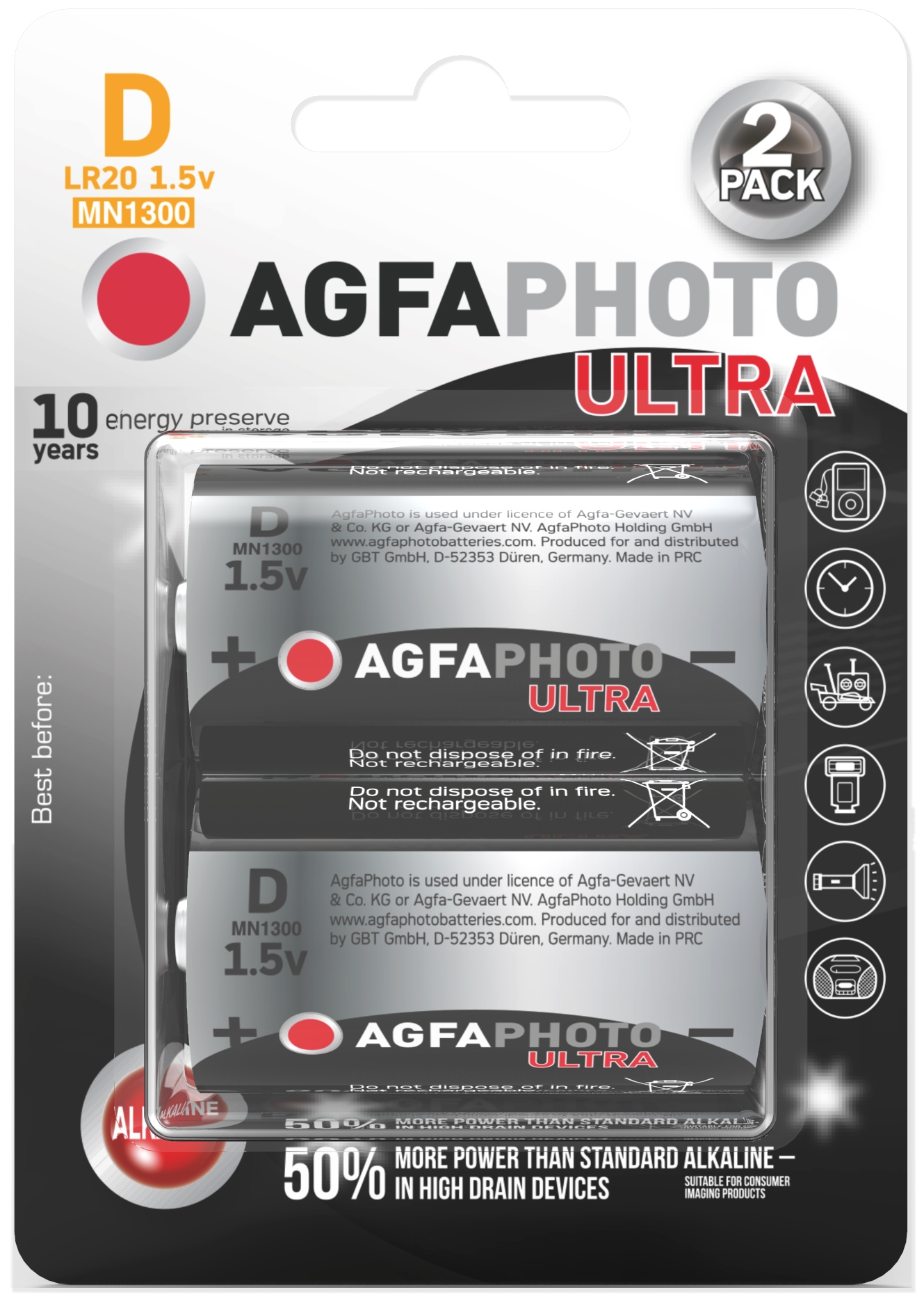 AgfaPhoto Power Ultra baterie LR20/D, blistr 2ks