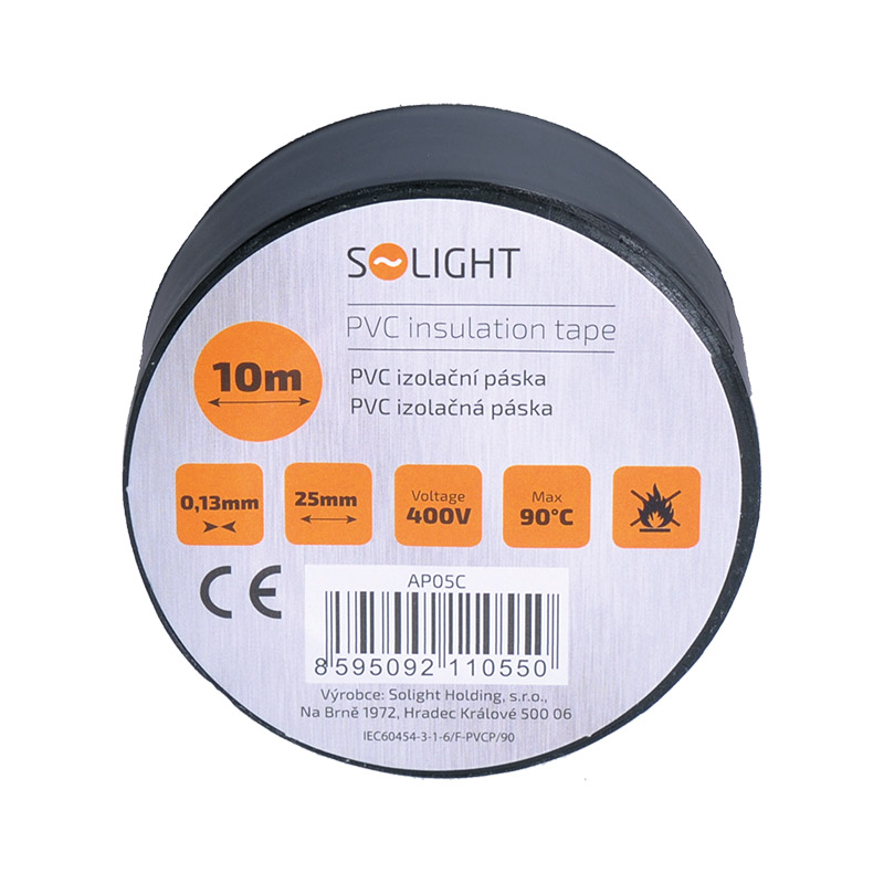 Solight izolační páska, 25mm x 0,13mm x 10m, černá