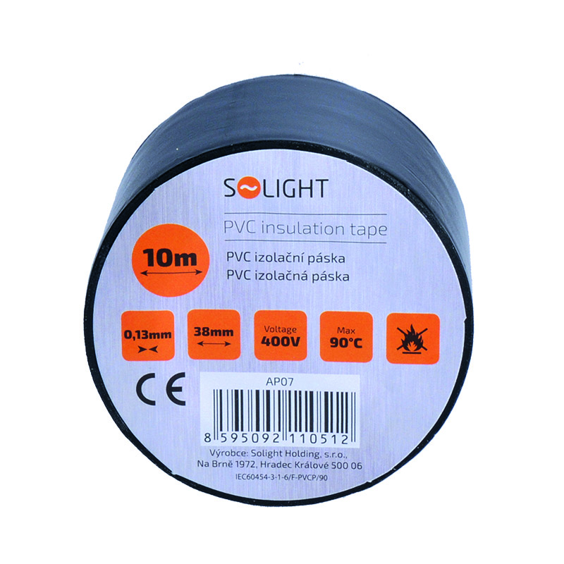 Solight izolační páska, 38mm x 0,13mm x 10m, černá