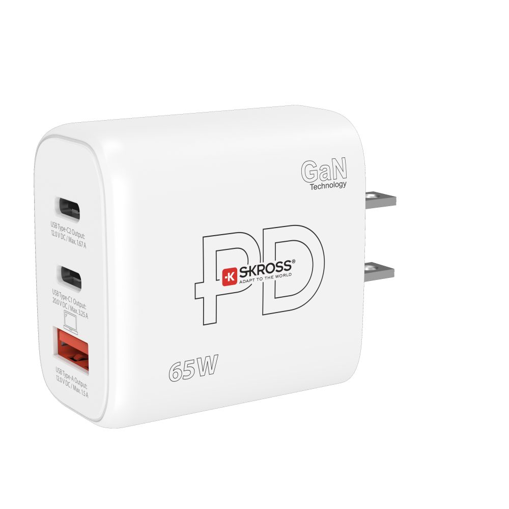 SKROSS USB A+C nabíjecí adaptér Power charger 65W GaN US, Power Delivery, typ A