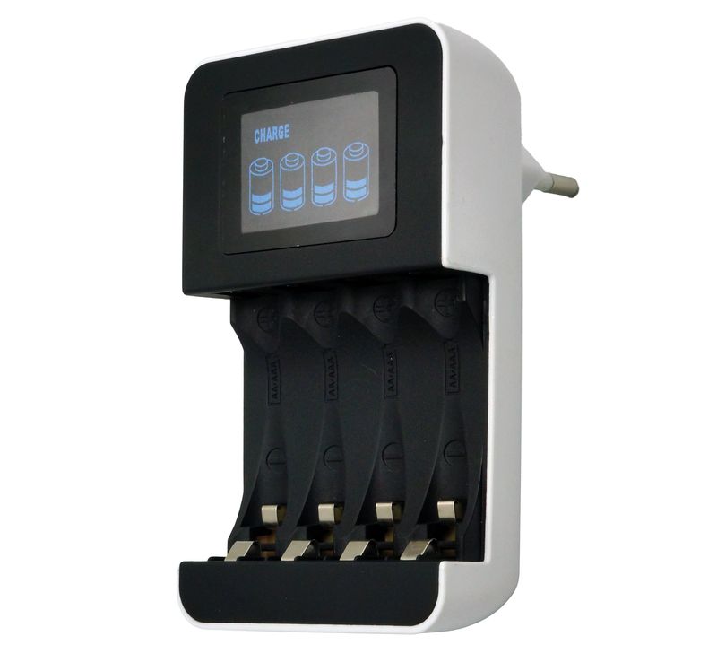 Solight nabíječka s LCD displejem, AC 230V, 450mA, 4 kanály, AA/AAA, řízená mikr