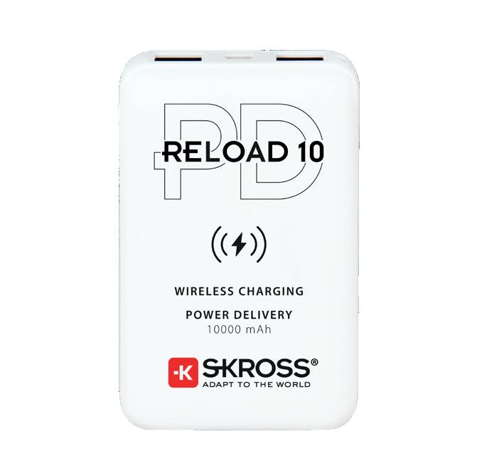 SKROSS powerbank Reload 10 Wireless Qi PD, 10000mAh, USB A+C, bílý