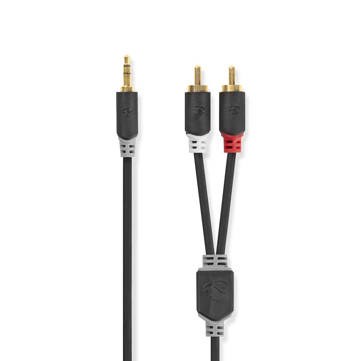 Nedis stereo audio kabel, 3,5mm zástrčka - 2x RCA zástrčka, pozlacené, 1m