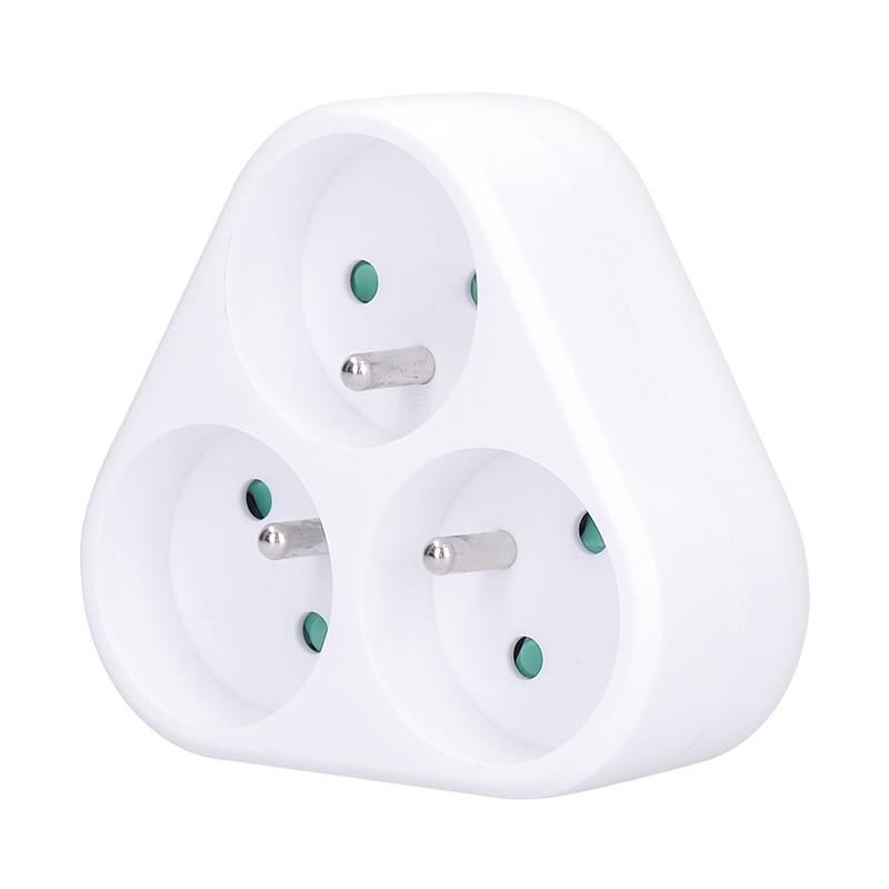 Solight rozbočka, 3x 10A, trojúhelník, bílá