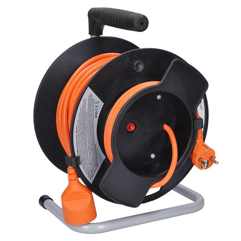 Solight prodlužovací přívod na bubnu, 1 zásuvka, 25m, oranžový kabel, 3x 1,5mm2